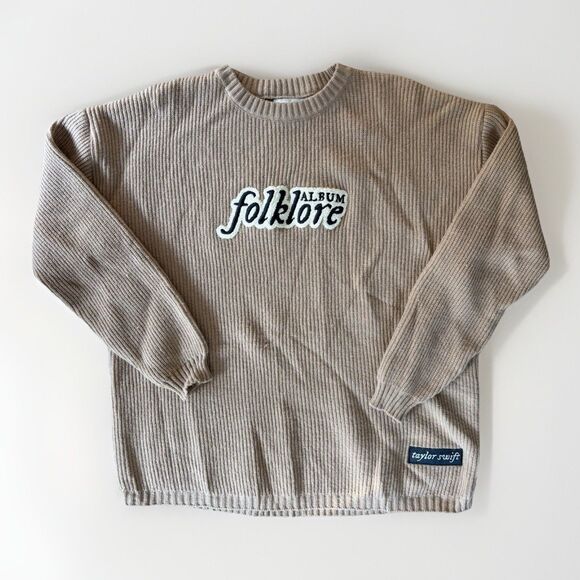 Folklore Album Chenille Patch Crewneck Sweater Taylor Swift Official Merch - Picture 1 of 8